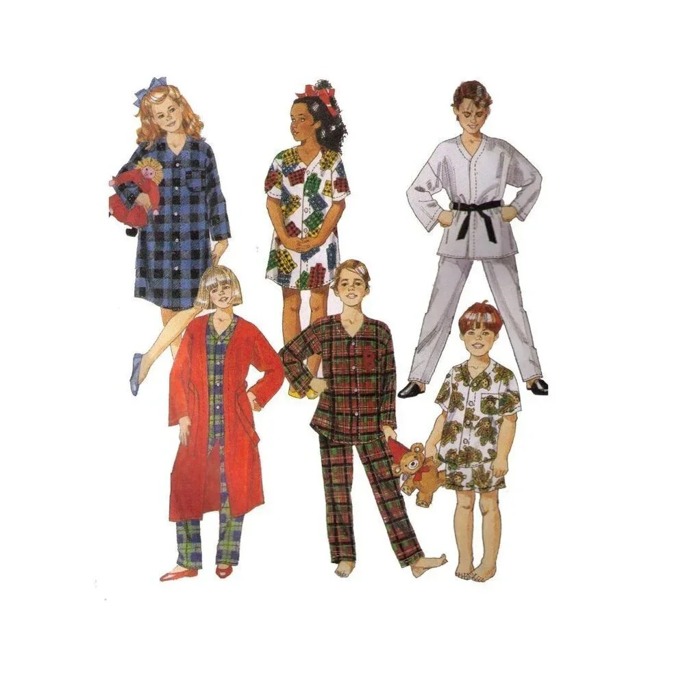 McCall's Sewing Pattern 8311 Robe Nightshirt and Pajamas Kids Unisex Size‎ 6-7
